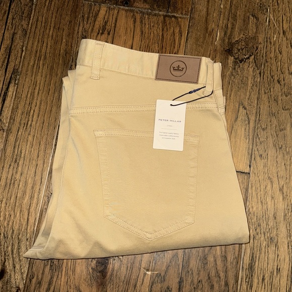 Peter Millar Ultimate 5-Pocket Straight Leg Sateen Pants Beige / Khaki - Picture 7 of 14